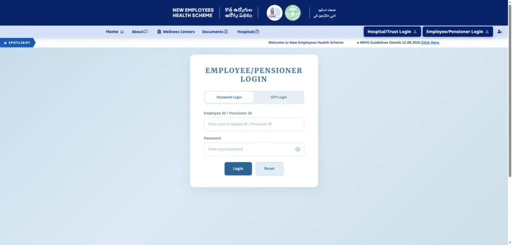 new employees health scheme login